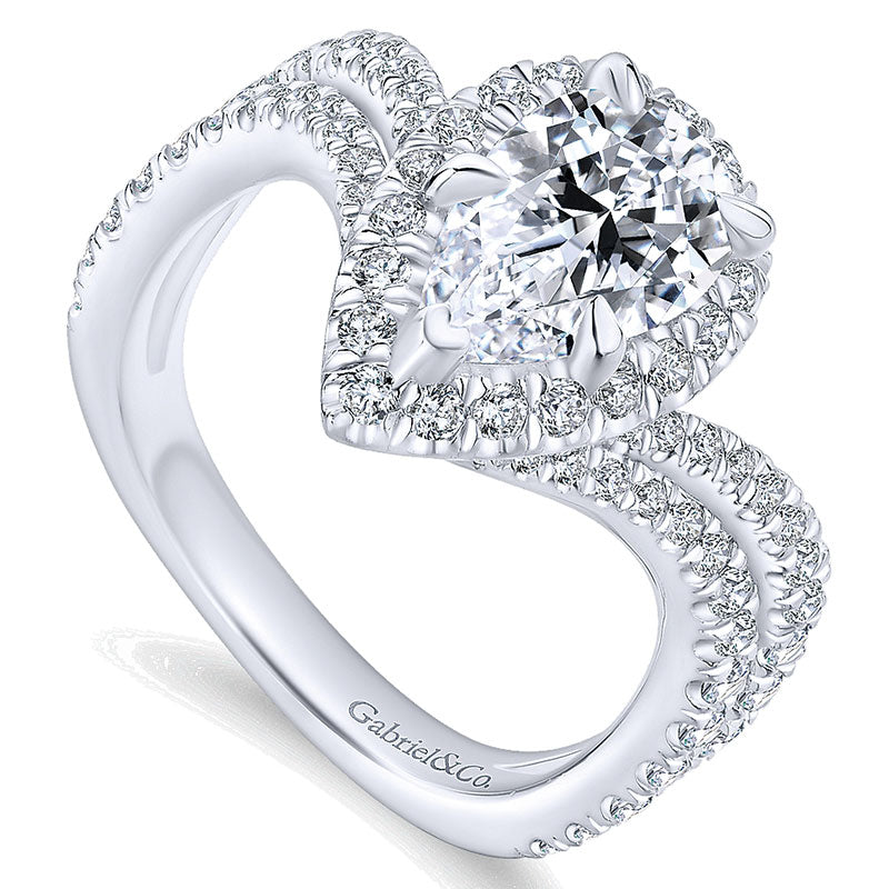 18K White Gold Diamond Halo 18K White Gold Engagement Ring ER13661P6W84Jj