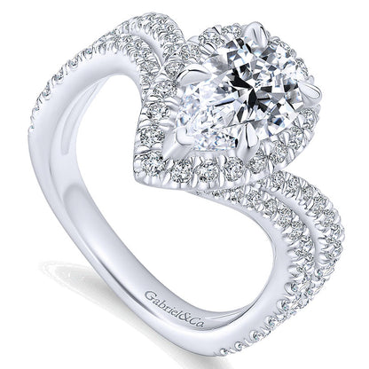 18K White Gold Diamond Halo 18K White Gold Engagement Ring ER13661P6W84Jj