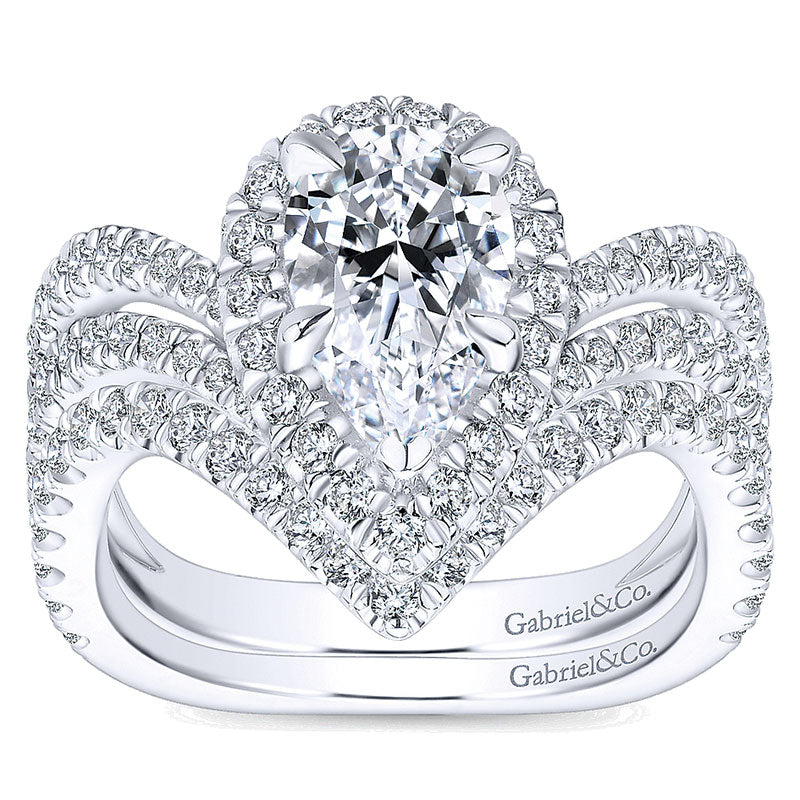 18K White Gold Diamond Halo 18K White Gold Engagement Ring ER13661P6W84Jj