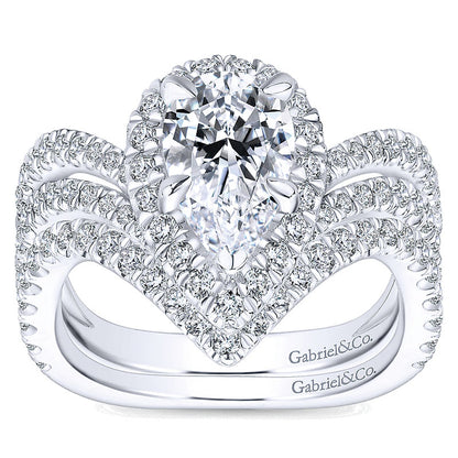 18K White Gold Diamond Halo 18K White Gold Engagement Ring ER13661P6W84Jj
