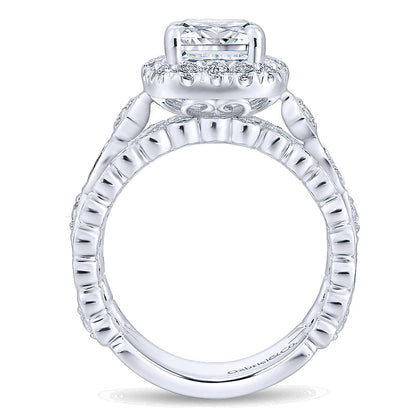 Engagement Ring 18k White Gold Diamond Halo
