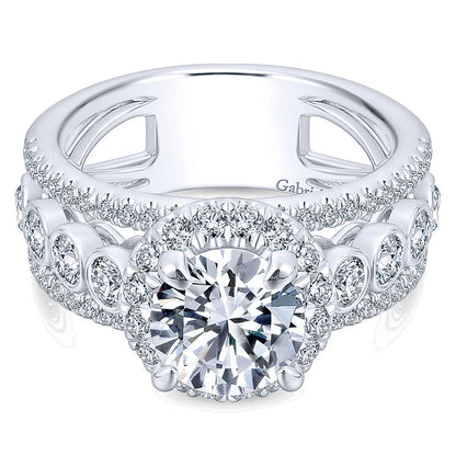 Engagement Ring 18k White Gold Diamond Halo