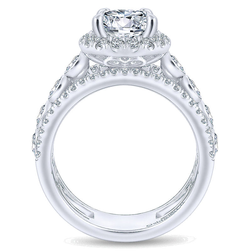 Engagement Ring 18k White Gold Diamond Halo