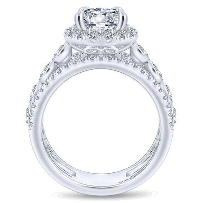 Engagement Ring 18k White Gold Diamond Halo