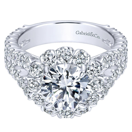 18K White Gold Diamond Halo 18K White Gold Engagement Ring ER8299W84Jj