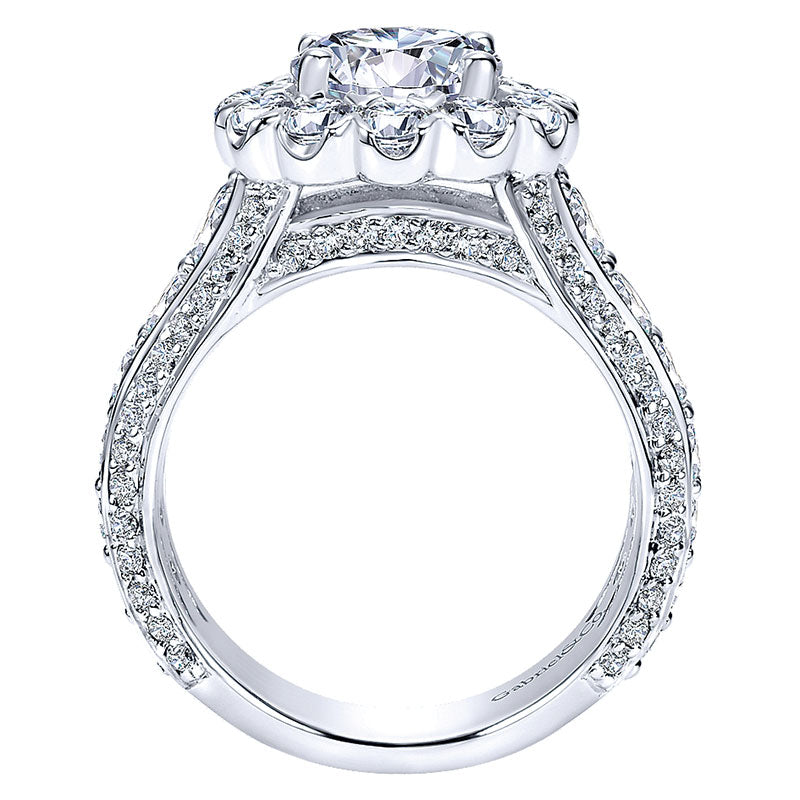 18K White Gold Diamond Halo 18K White Gold Engagement Ring ER8321W84Jj