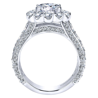 18K White Gold Diamond Halo 18K White Gold Engagement Ring ER8321W84Jj