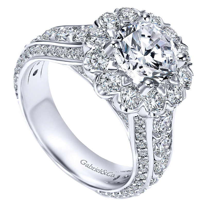18K White Gold Diamond Halo 18K White Gold Engagement Ring ER8321W84Jj
