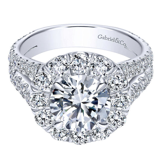 18K White Gold Diamond Halo 18K White Gold Engagement Ring ER8326W84Jj