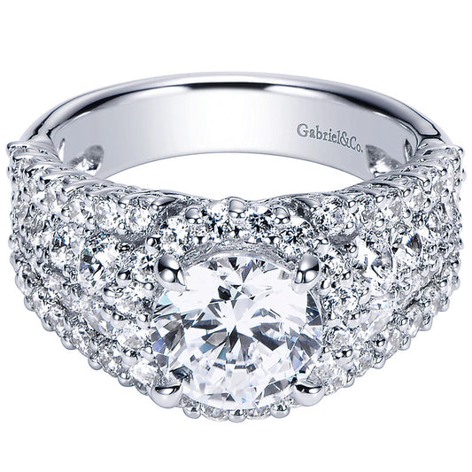 18K White Gold Diamond Halo 18K White Gold Engagement Ring ER8446W84Jj