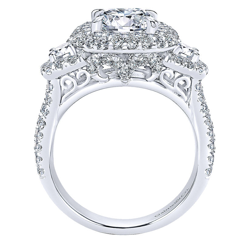 18K White Gold Diamond Halo 18K White Gold Engagement Ring ER8470W84Jj
