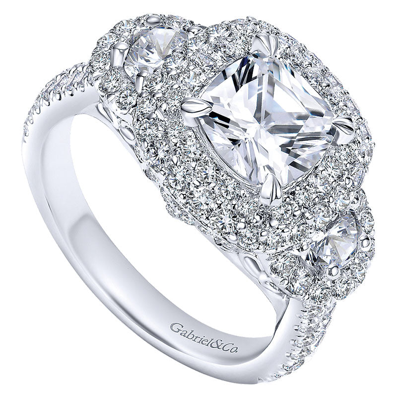 18K White Gold Diamond Halo 18K White Gold Engagement Ring ER8470W84Jj