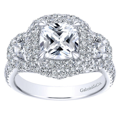 18K White Gold Diamond Halo 18K White Gold Engagement Ring ER8470W84Jj