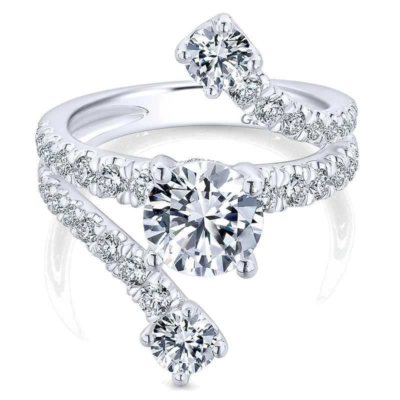 Engagement Ring 18k White Gold Diamond Split Shank