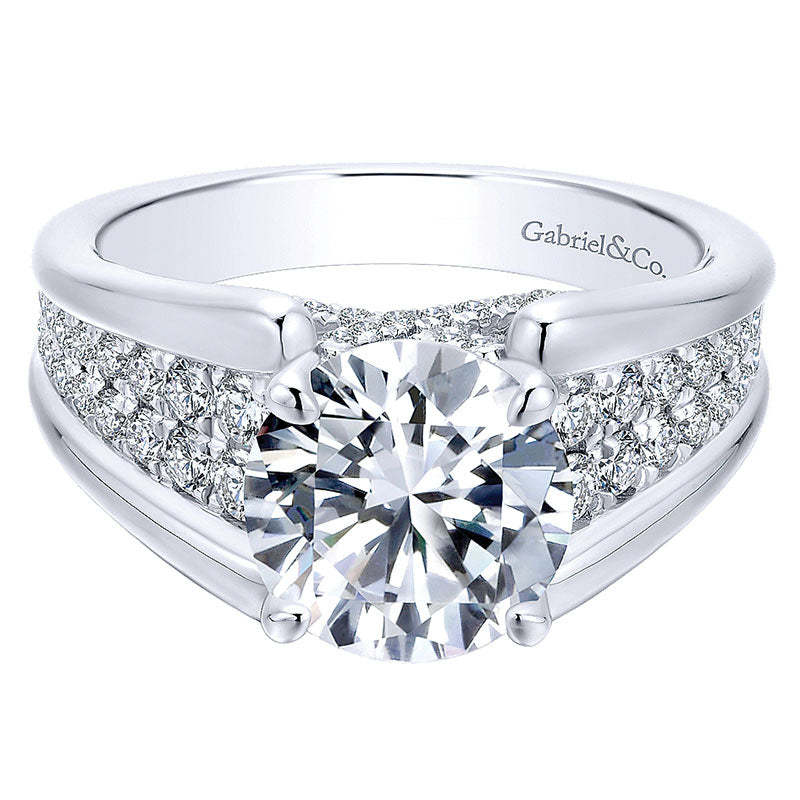 18K White Gold Diamond Straight 18K White Gold Engagement Ring ER12351R6W84Jj