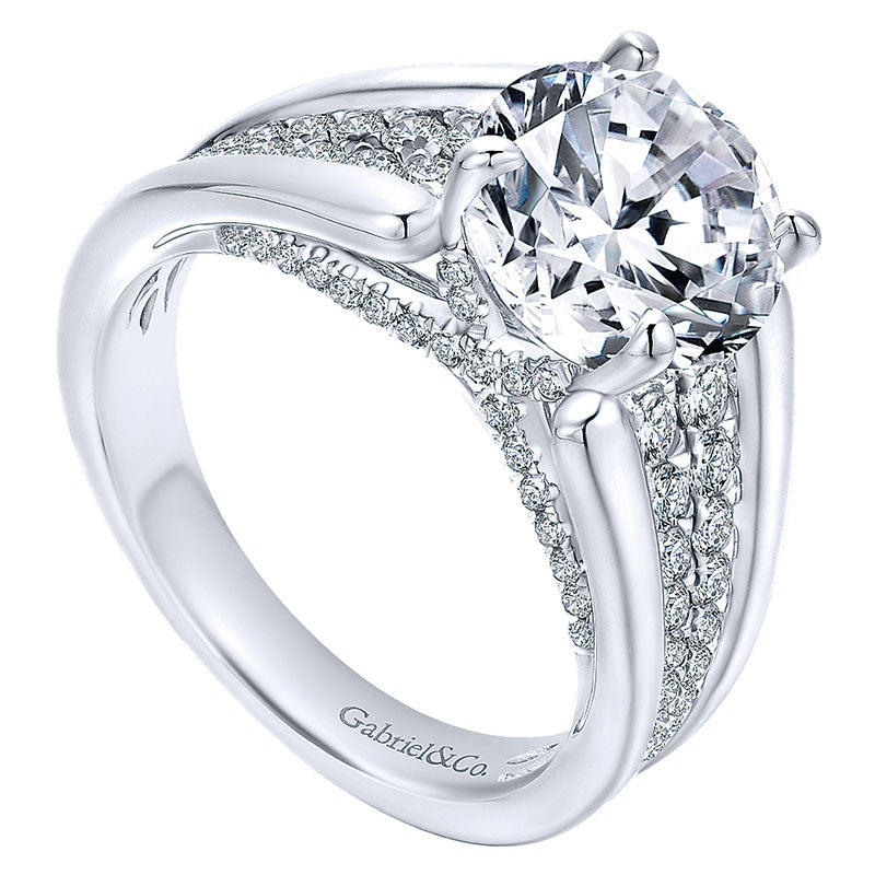 18K White Gold Diamond Straight 18K White Gold Engagement Ring ER12351R6W84Jj