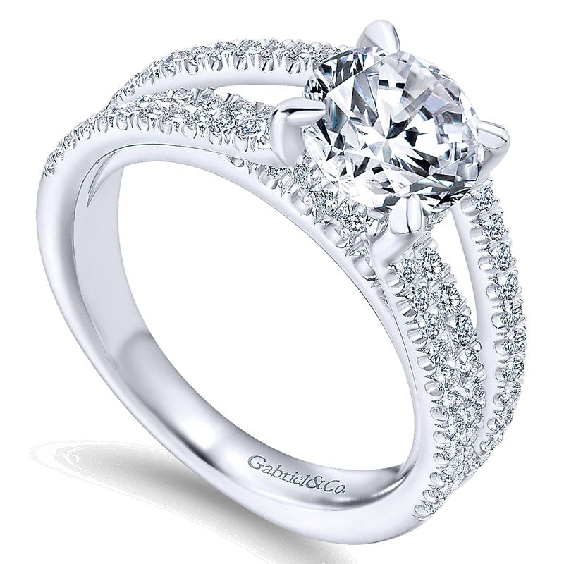 18K White Gold Diamond Straight 18K White Gold Engagement Ring ER13662R6W84Jj