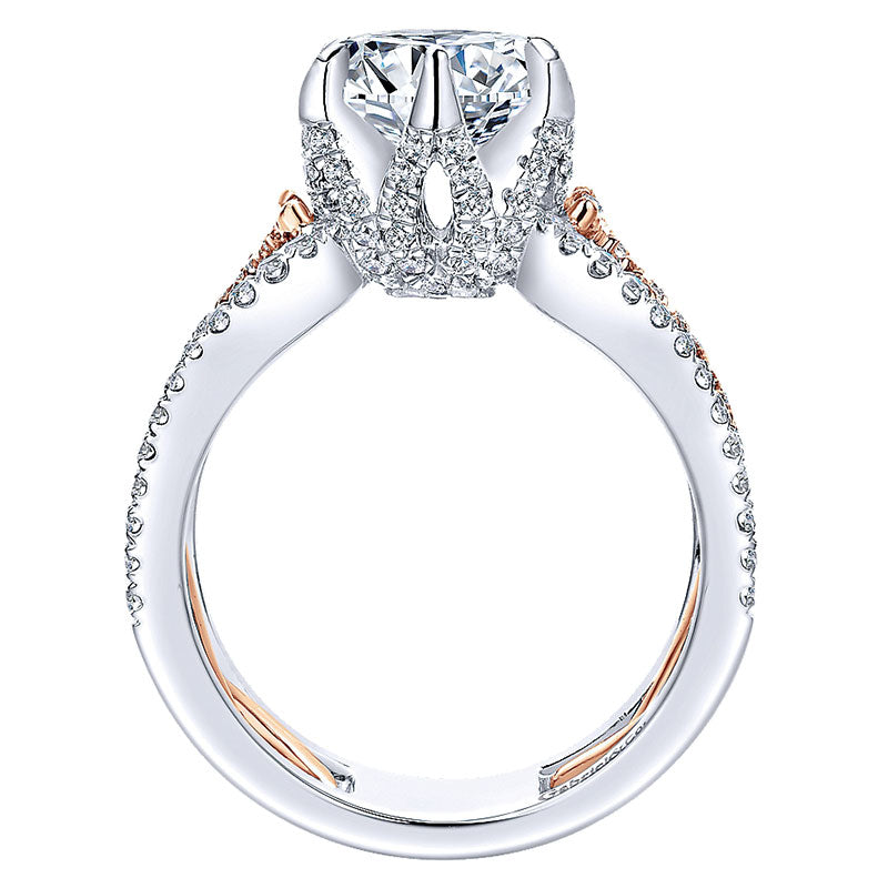 18K White/Pink Gold Diamond Criss Cross Two-Tone Engagement Ring ER12198R6T84Jj