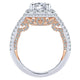Engagement Ring 18k White/pink Gold Diamond Double Halo
