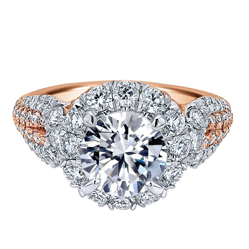 18K White/Pink Gold Diamond Halo Two-Tone Engagement Ring ER11988R6T84Jj