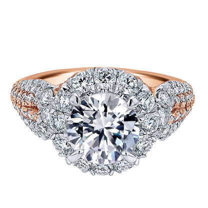 18K White/Pink Gold Diamond Halo Two-Tone Engagement Ring ER11988R6T84Jj