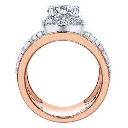 18K White/Pink Gold Diamond Halo Two-Tone Engagement Ring ER12191R4T84Jj