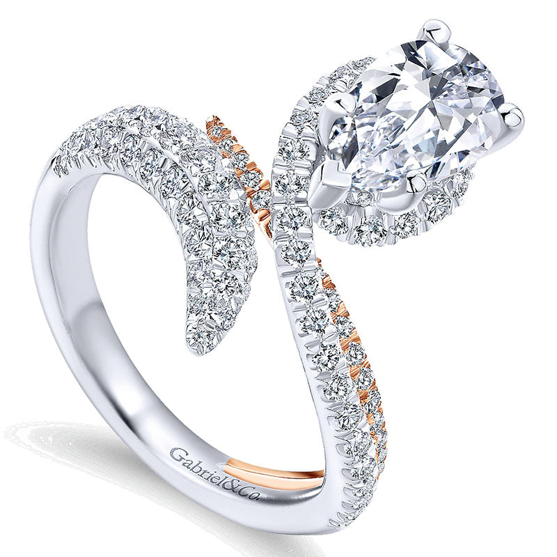 Engagement Ring 18k White/pink Gold Diamond Halo