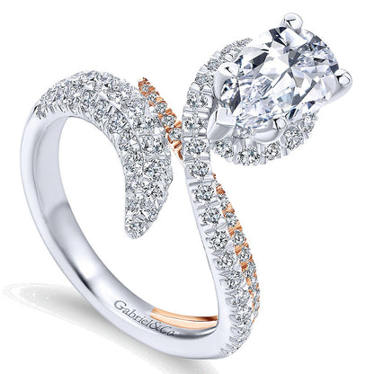 Engagement Ring 18k White/pink Gold Diamond Halo