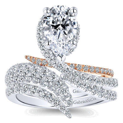 Engagement Ring 18k White/pink Gold Diamond Halo