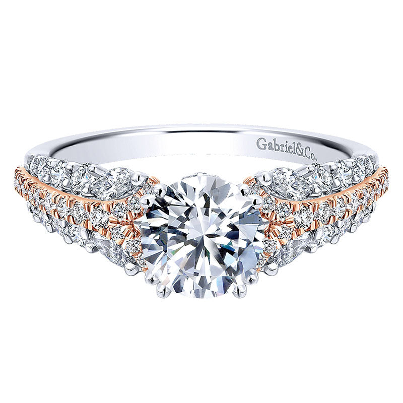 18K White/Pink Gold Diamond Straight Two-Tone Engagement Ring ER12185R4T84Jj