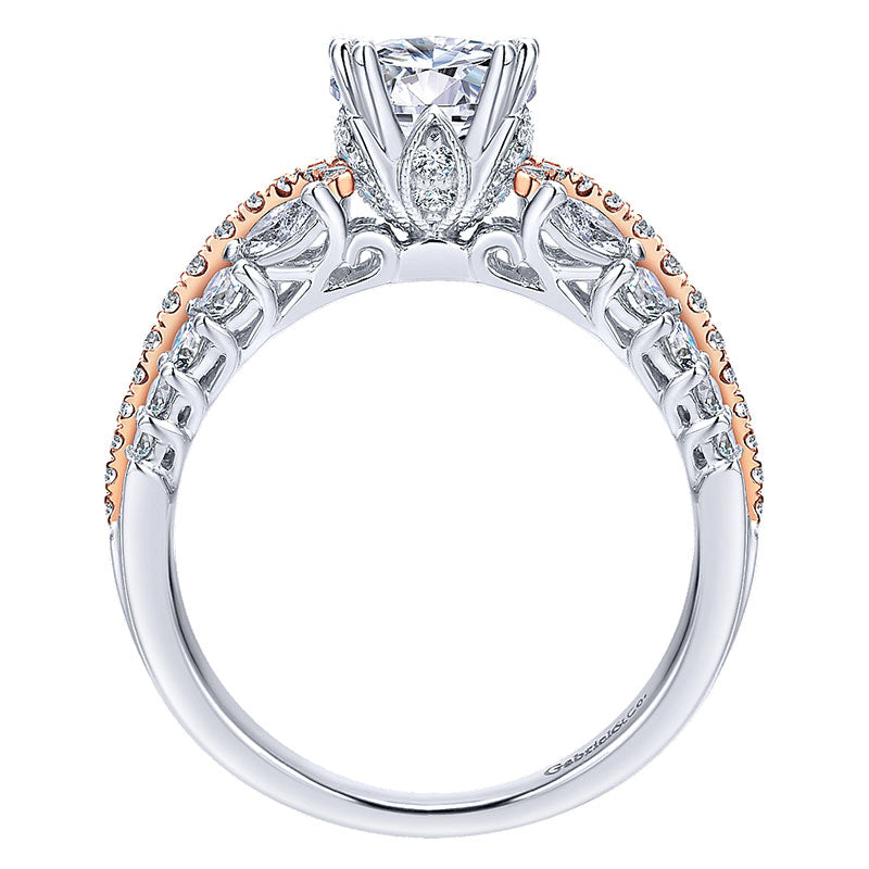 18K White/Pink Gold Diamond Straight Two-Tone Engagement Ring ER12185R4T84Jj