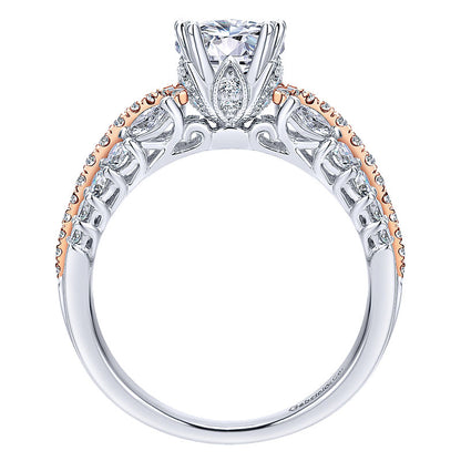 18K White/Pink Gold Diamond Straight Two-Tone Engagement Ring ER12185R4T84Jj