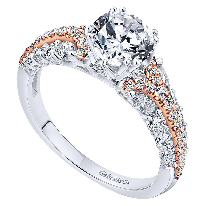 18K White/Pink Gold Diamond Straight Two-Tone Engagement Ring ER12185R4T84Jj
