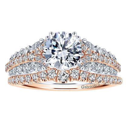 18K White/Pink Gold Diamond Straight Two-Tone Engagement Ring ER12185R4T84Jj