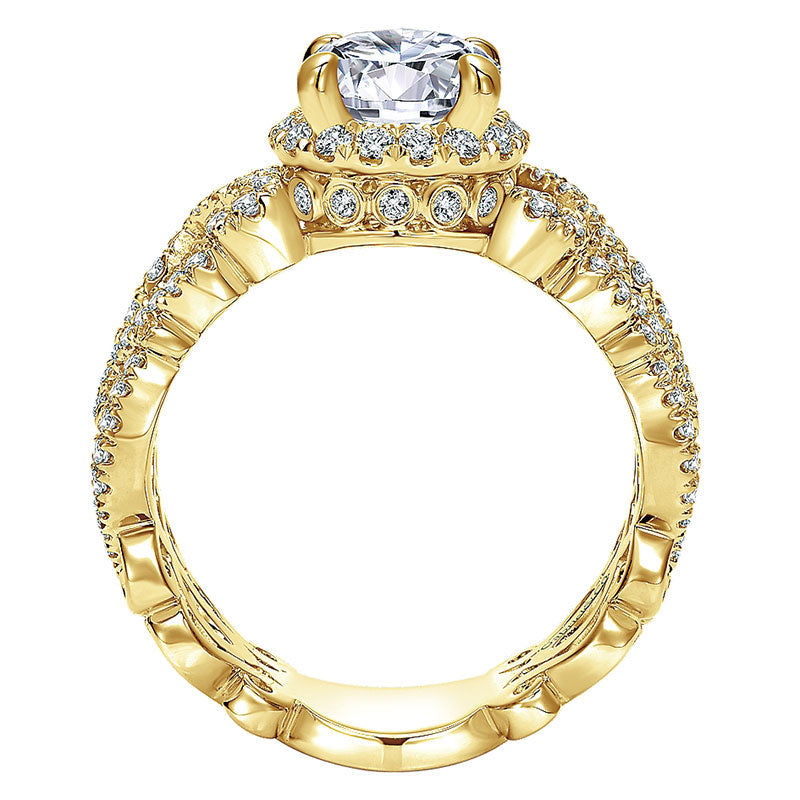 18K Yellow Gold Diamond Halo 18K Yellow Gold Engagement Ring ER12190R4Y84Jj