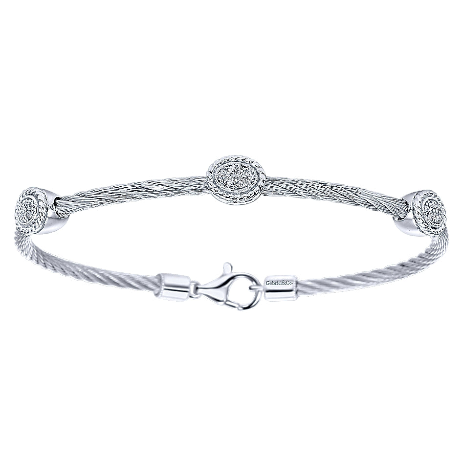 925 Silver/stainless Steel Diamond Bracelet