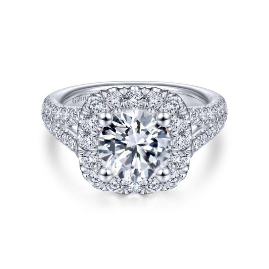 Gabriel & Co. 14k White Gold Contemporary Halo Engagement Ring
