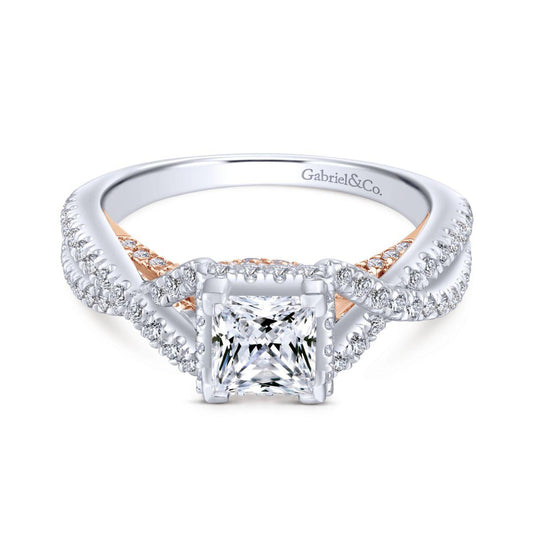 Gabriel & Co. 14k Two Tone Gold Crown Twisted Engagement Ring