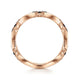 14K Rose Gold Floral Black Diamond Station Stackable Ring