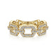 14K Yellow Gold Pavé Diamond Chain Link Stackable Ring Band