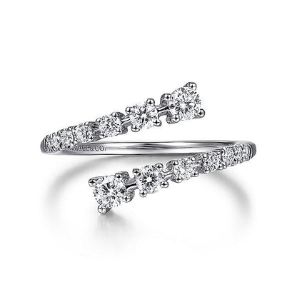Gabriel & Co. LR51725W45JJ 14K White Gold Diamond Bypass Open Ring