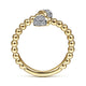 Gabriel & Co. LR51784Y45JJ 14K Yellow Gold Bujukan Bead Bypass Ring with Pavé Diamond Caps