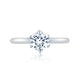 From the Classics collection, this 6 prong solitaire engagement ring features a high shine shank and a touch of pave diamonds under the crown. ME1689/54