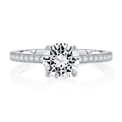Four Prong Engagement Ring with Diamond Band ME2029Q/97