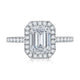 Emerald Cut Diamond Halo Engagement Ring with Quilted Interior ME2051Q/148B