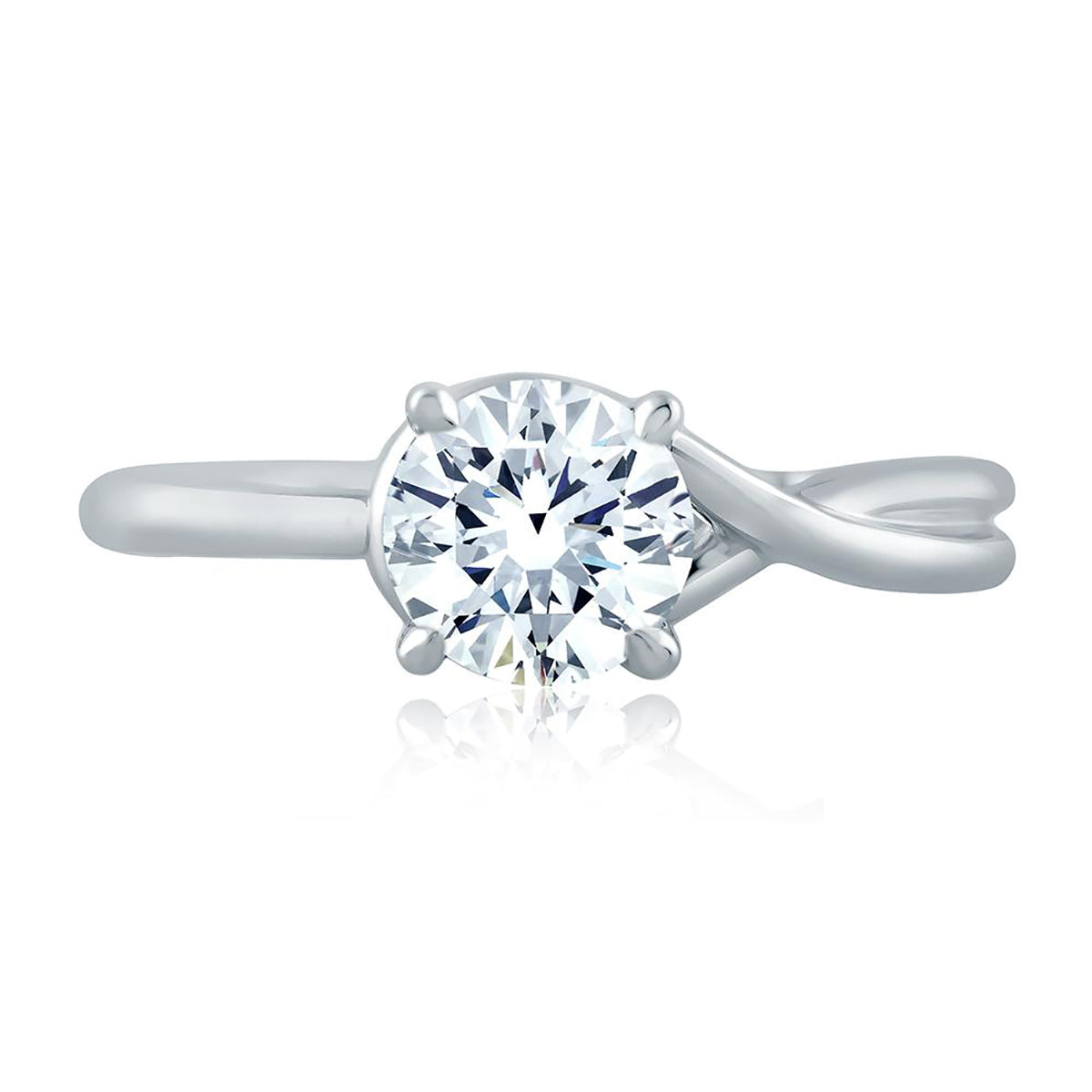 A.Jaffe asymmetrical knot round solitaire engagement ring