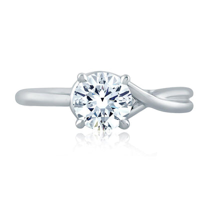 A.Jaffe asymmetrical knot round solitaire engagement ring