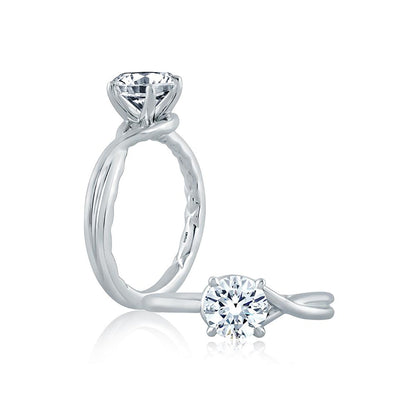 A.Jaffe round solitaire ring with asymmetrical knotted band