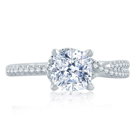 A.Jaffe Asymmetrical Knot Cushion Cut Full Pav�� Diamond Quilted Engagement Ring ME2132Q/173
