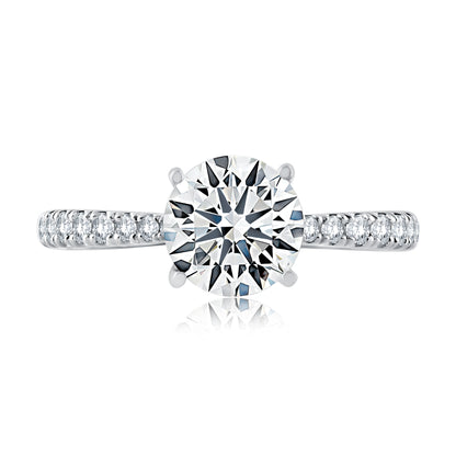 Tapered Diamond Pavé Engagement Ring with Quilted Interior ME2141Q/176